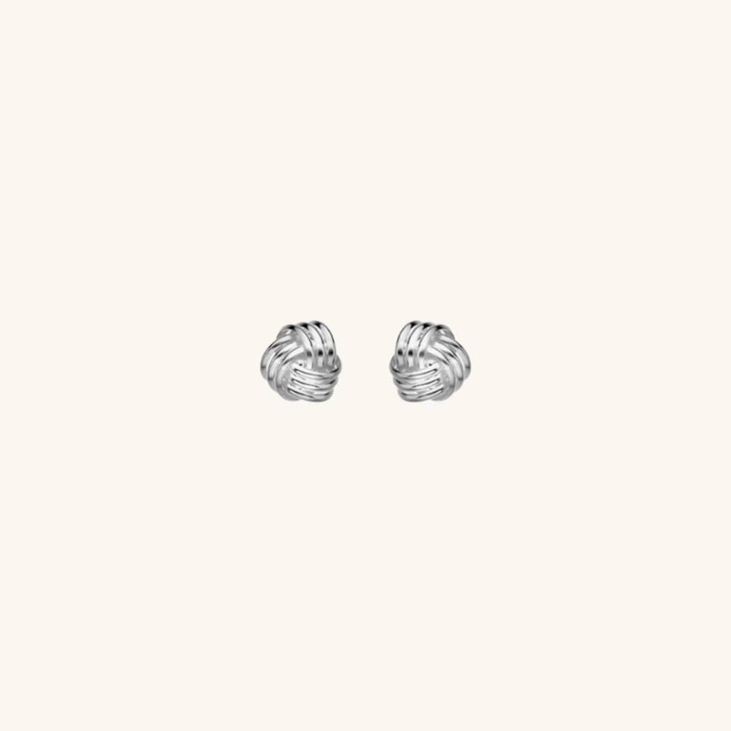 Knot Stud Earrings Silver, 1 of 2