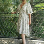 Anna Linen Blend Wrap Dress With Leaf Print, thumbnail 4 of 9