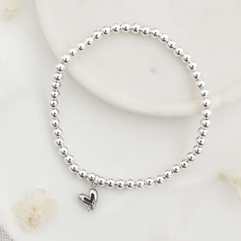 Best Friend Silver Plated Beaded Heart Bracelelt, 3 of 4