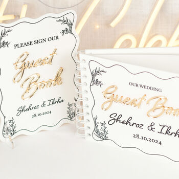 Wavy Edge Wedding Sign Our Guest Book Sign, 5 of 7