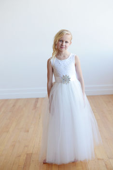Ivory Or White Lace Flower Girl Dress, 3 of 6