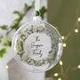 Family Christmas Wreath Glass Tree Decoration, thumbnail 1 of 3