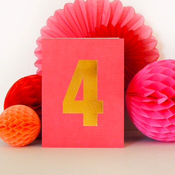 Mini Gold Foiled Pink Four Card, 4 of 5