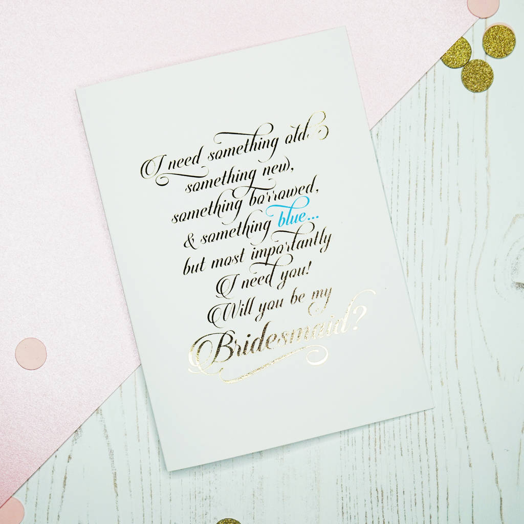Gold Foil Will You Be My Bridesmaid Card, 1 of 5