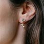 White Tiny Pearl Poth Zircon Screw Stud Earrings, thumbnail 3 of 6