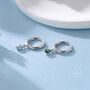Tiny Dotted Droplet Emerald Green Cz Hoop Earrings, thumbnail 7 of 11