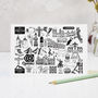 Wales Black And White Illustrated Greeting Card, thumbnail 3 of 6