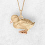 Tiny Duckling Necklace In 18ct Gold Plated Silver, thumbnail 1 of 12