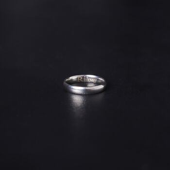 Minimalistic 5mm Engraved Silver Band Ring Unisex, 7 of 11