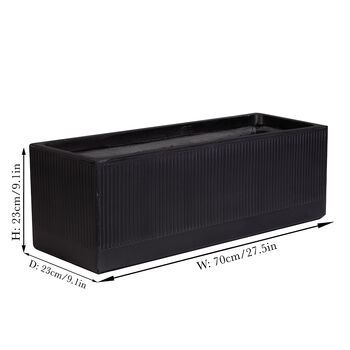 Mela Wide Black Ribbed Planter, 4 of 7