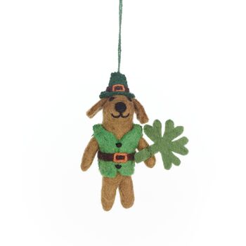 Handmade Felt Cormac The Irish Pooch Hanging Decoration, 3 of 3