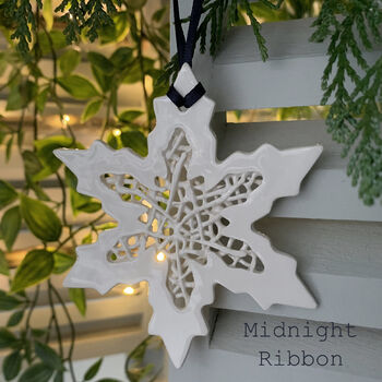Tangled Snowflake Ceramic Hanging Decoration, 4 of 6