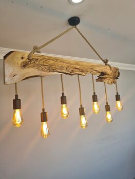Olive Wood Light Fixture, 3 of 6