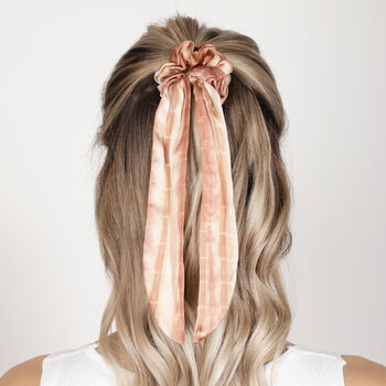 100% Silk Scarf Scrunchie Tie And Dye Browns, 2 of 2