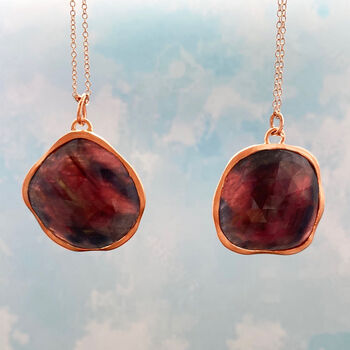 Faceted Red Sapphire Rose/Gold Plated Gemstone Necklace, 2 of 3