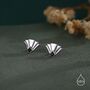 Art Deco Inspired Small Sun Ray Stud Earrings In Sterling Silver, thumbnail 3 of 12