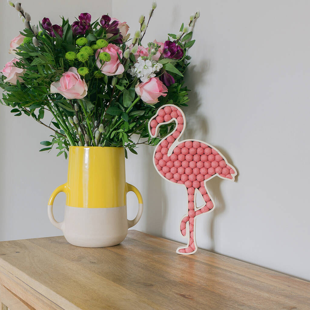 Flamingo Plywood And Wool Decoration, 1 of 2