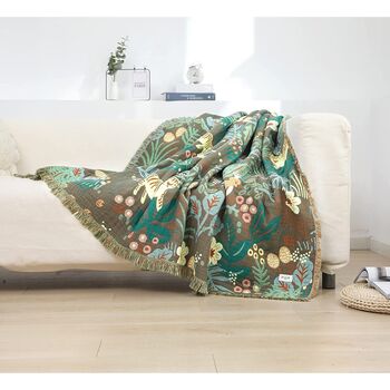 Double Sided Forest Patterned Sofa Bedspread Blanket, 3 of 6