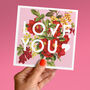 Love You Floral Valentine's Card, thumbnail 1 of 2