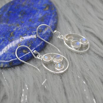 Rainbow Moonstone Earrings: Gold Or Silver Drop, 3 of 12