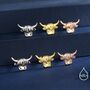 Delicate Highland Cow Screw Back Earrings In Sterling Silver, thumbnail 6 of 11