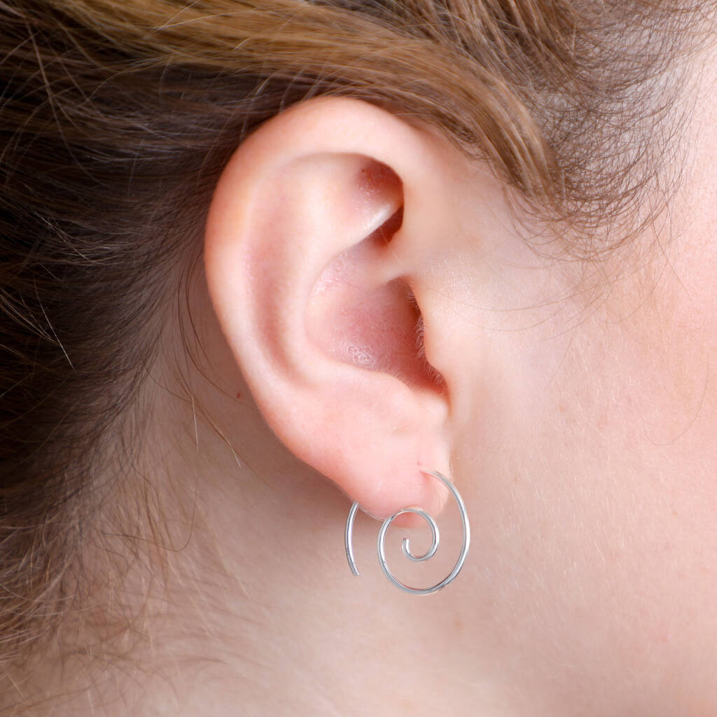 Spiral Sterling Silver Circle Earrings, 1 of 5