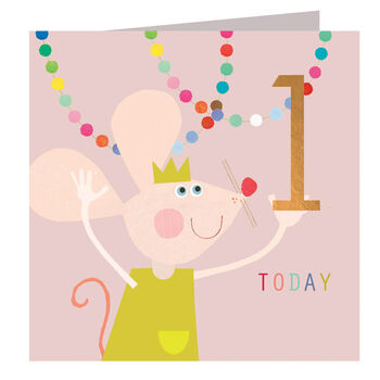 Copper Foiled Mouse 1st Birthday Card, 2 of 5