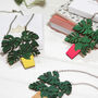 Monstera Wooden Plant Statement Necklace, thumbnail 4 of 6