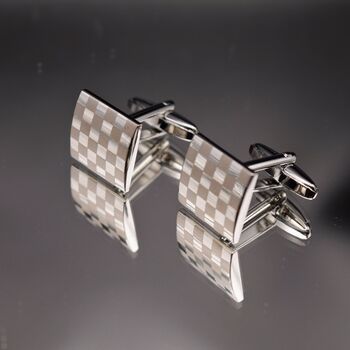 Silver Chess Cufflinks Vintage Chessboard, 2 of 5