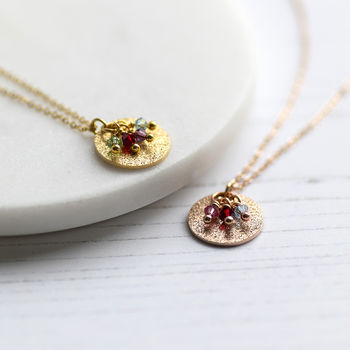 Sparkle Disc Necklace With Family Birthstones, 3 of 10