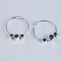 Sterling Silver Geometric Bead Small Hoop Earrings, thumbnail 3 of 5