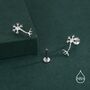 Tiny Neuron Cell 16 G Internally Threaded Flat Back Earrings In Sterling Silver, thumbnail 6 of 12