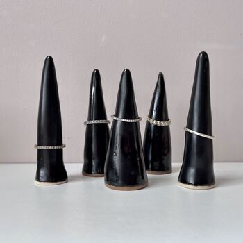 Handmade Black Ceramic Ring Holder Cones, 6 of 8