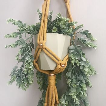 Chunky Cotton And Copper Macramé Plant Hanger Kit, 6 of 8