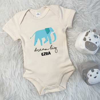 Elephant Dream Big Personalised Jungle Babygrow, 6 of 8