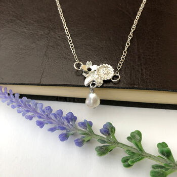 Sterling Silver Flower And Pearl Necklace, 4 of 10