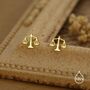 Sterling Silver Libra Scales Stud Earrings, thumbnail 3 of 12
