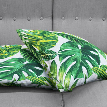 Green Tropical Palm Leaves Soft Cushion Cover, 4 of 7
