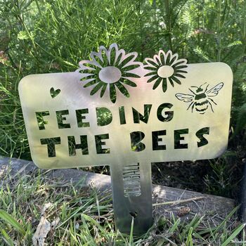 Show You’re Helping The Bees – Mark Your Wildflower Patch With The ‘Feeding The Bees’ Metal Garden Sign From Seedball, 2 of 6