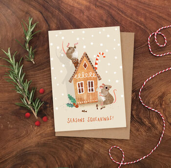 Pack Of Eight Mouse Christmas Cards, 4 of 8