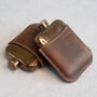 Brown Leather Cased Hip Flask 6oz In Silver / Copper, thumbnail 2 of 10