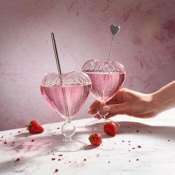 Heart Cocktail Glass With Free Personalised Straw, 5 of 6