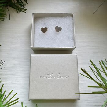 Heart Studs For Her In Sterling Silver, 6 of 6