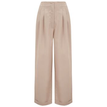 Tailored Audrey Trousers In Stone 1940s Vintage Style, 2 of 2