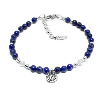 Lapis Lazuli And Lotus Sterling Silver Bracelet, 2 of 3