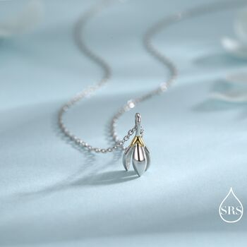 Snowdrop Flower Pendant Necklace In Sterling Silver, 2 of 9