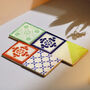 Handmade Ceramic Reworked Mexican Tile Drink Coasters, thumbnail 1 of 9