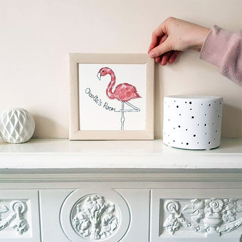 Personalised Flamingo Embroidered Framed Artwork, 6 of 6