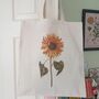 Sunflower Illustration Hand Printed Cotton Tote Bag, thumbnail 1 of 6