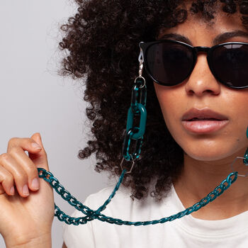Raya Large Teal Leopard Acrylic Glasses Chain, 3 of 5